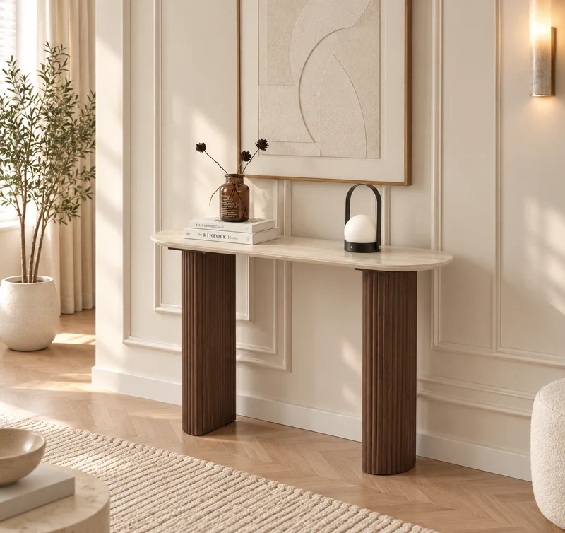 Console Calypso – Plateau Céramique & Piètement Sculptural