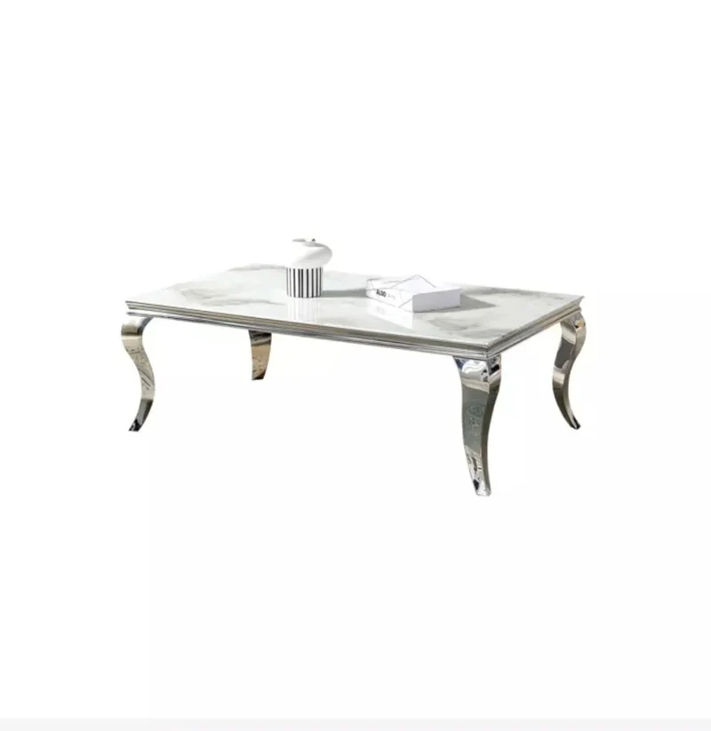 Table basse Baroque – Marbre & Argenté