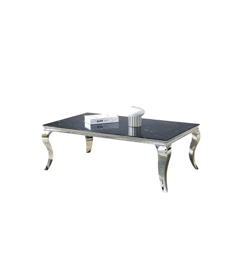 Table basse Baroque – Marbre & Argenté