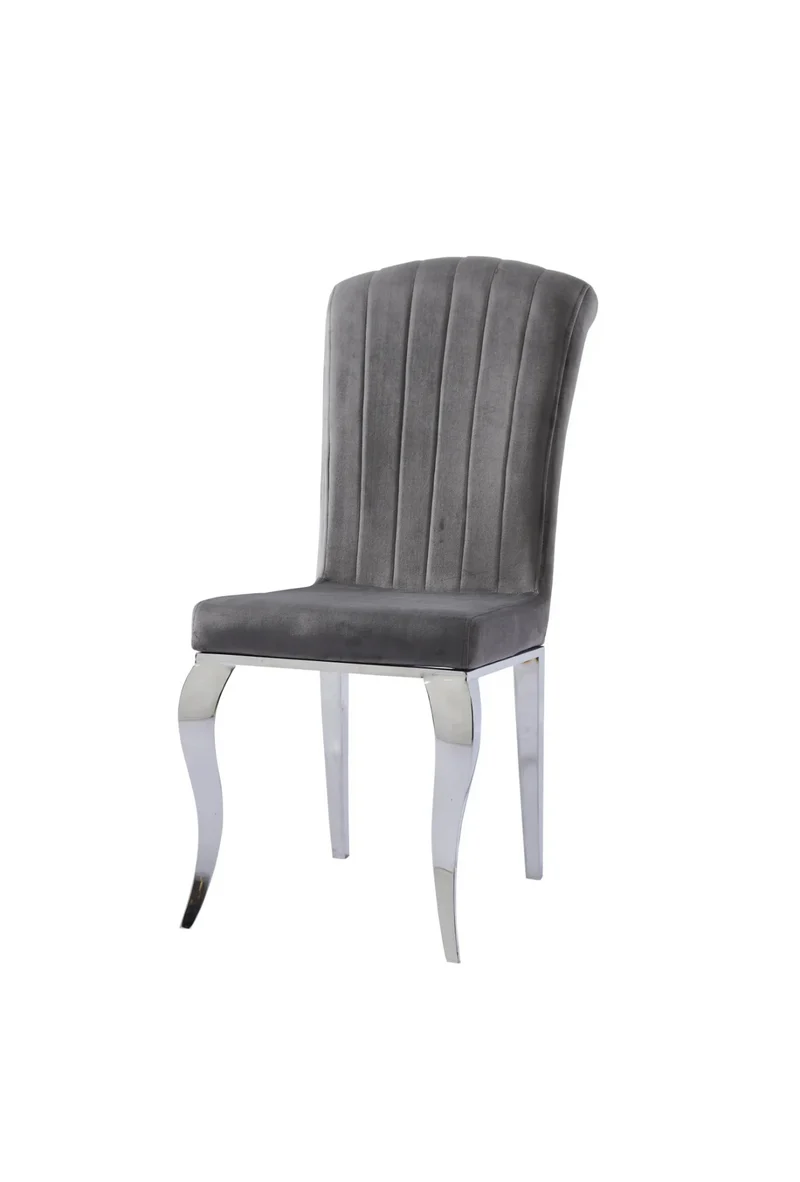 Chaise Nino – Velours anti-tache & piètement argenté