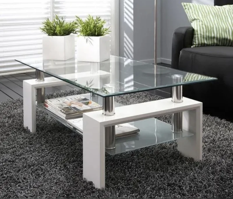Table basse Gloria – Double plateau en verre