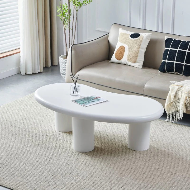 Table Basse Mykonos – Bois Laqué Blanc – 130x70x45 cm
