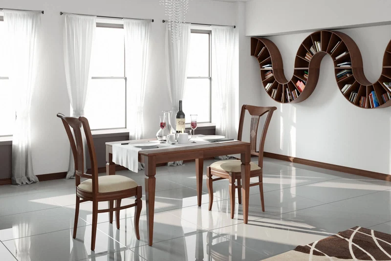 TAVOLO ALLUNGABILE CLASSICO RETTANGOLARE Top Intarsiato - da 6 a 12/14 posti