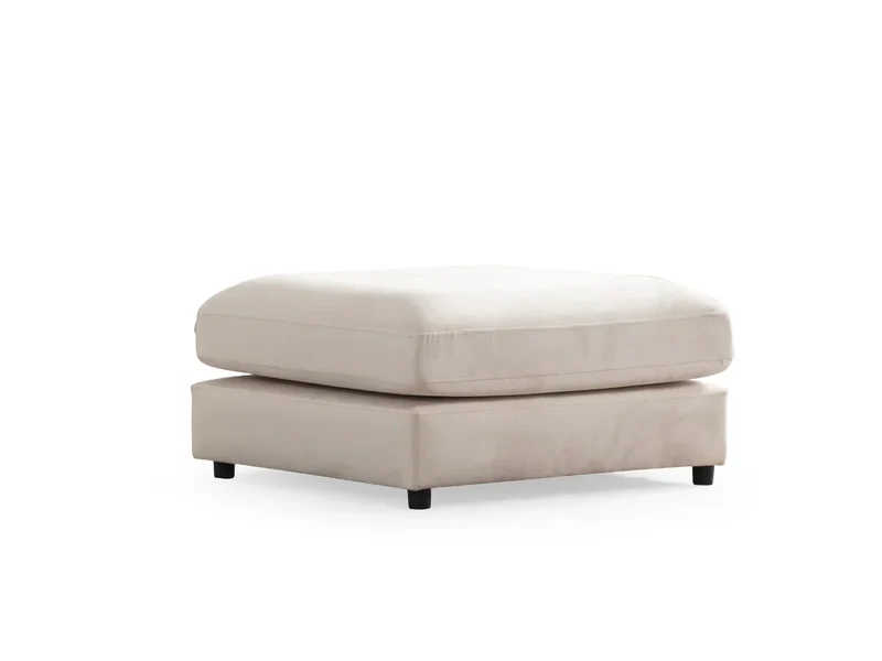Canapé Julia Modulable - Velours Blanc - 3 Places + 1 Pouf