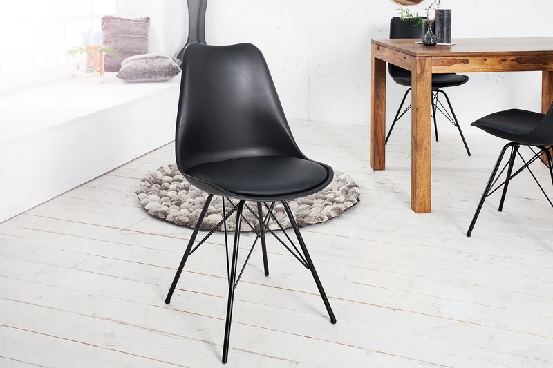 Lot de 2x chaises rétro SCANDINAVIA MEISTERSTÜCK noire