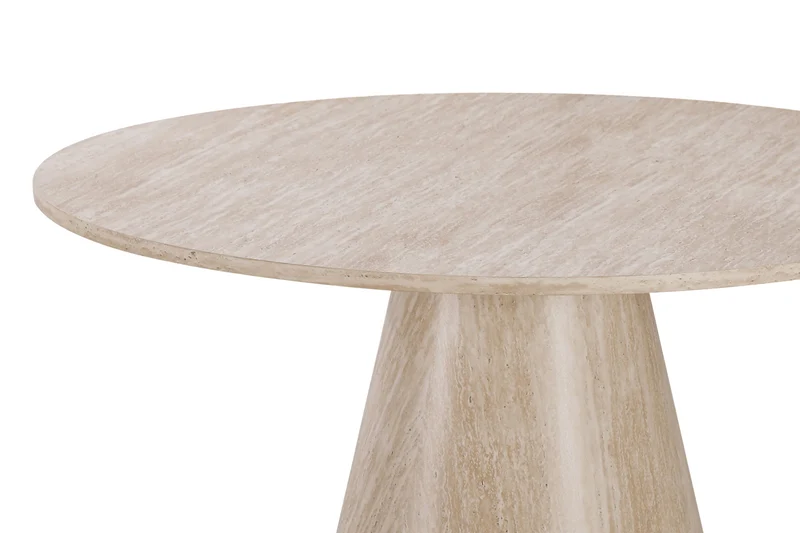 Table à manger ronde NOEMIE effet travertin – Ø120 cm – Design moderne