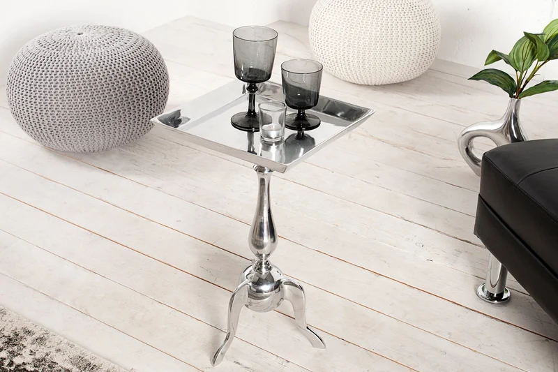 Table d'appoint filigrane TRAYFUL 55 cm en aluminium argenté