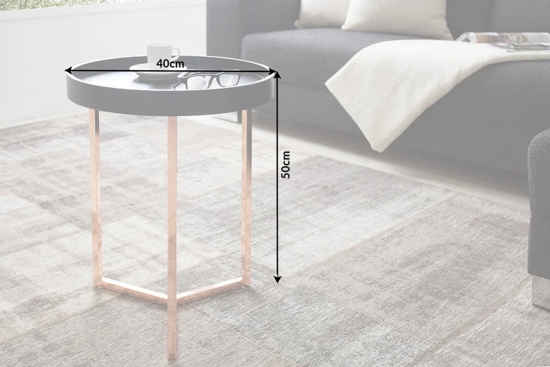 Table d'appoint extravagante MODULAR 40cm ronde en cuivre noir mat avec plateau