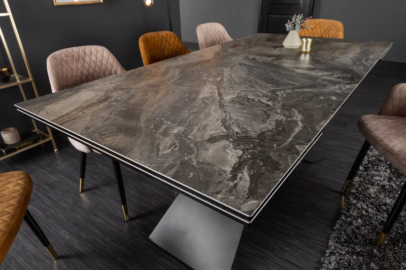 Table à manger extensible EUPHORIA 180-220-260cm céramique taupe anthracite fabriquée en Italie