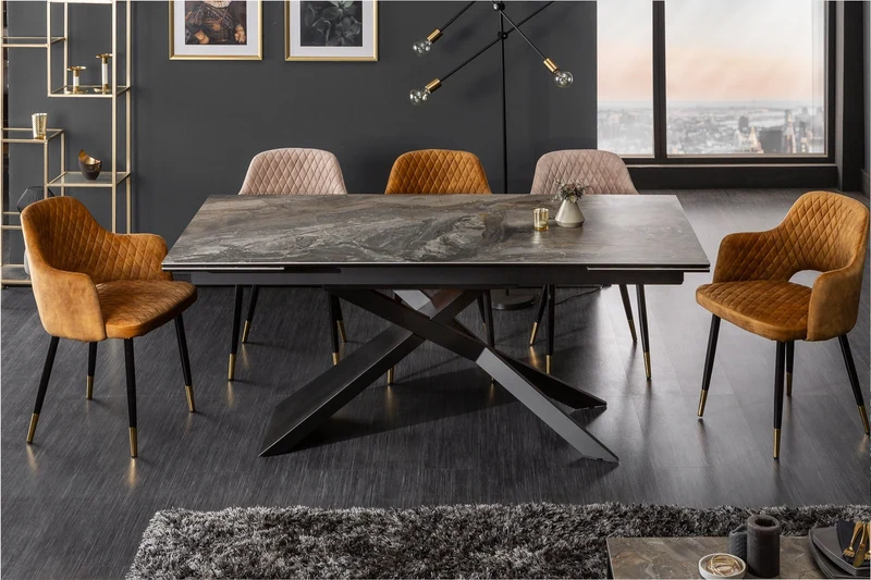 Table à manger extensible EUPHORIA 180-220-260cm céramique taupe anthracite fabriquée en Italie