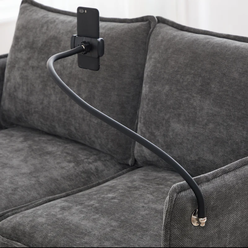 Canapé 2 places en tissu chenille gris avec support téléphone réglable 127x69x66cm INFINITEONYX