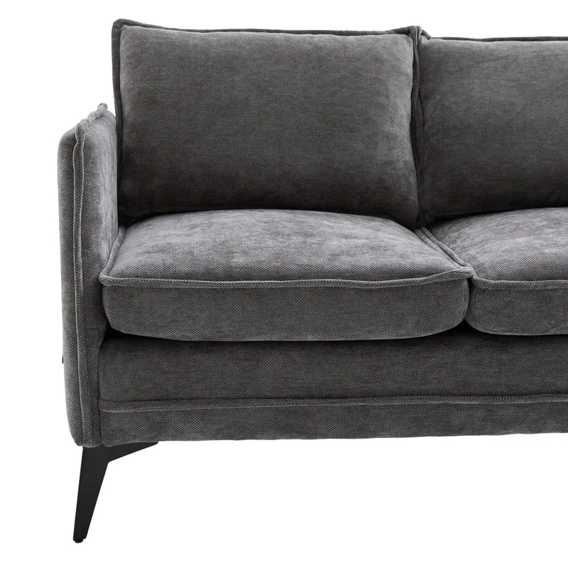 Canapé 2 places en tissu chenille gris avec support téléphone réglable 127x69x66cm INFINITEONYX