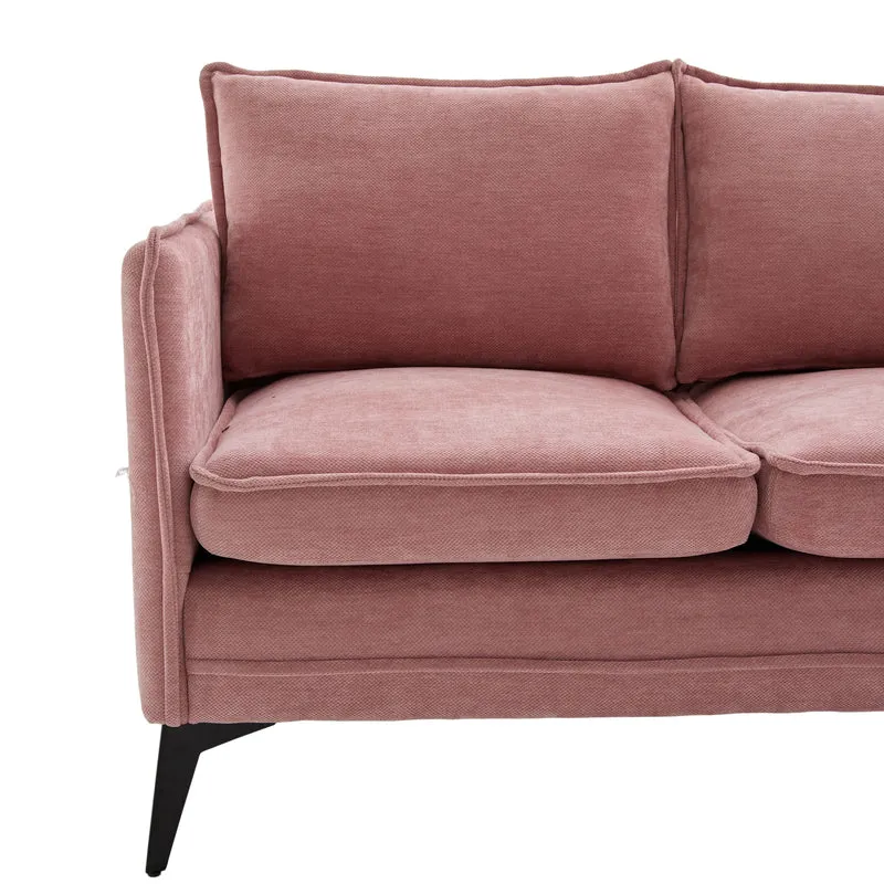 Canapé 2 places en tissu chenille rose avec support téléphone réglable 127x69x66cm INFINITEZORA