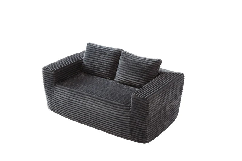 Canapé 2 places sans montage, tissu côtelé gris 160 x 88 x 58 cm INFINITEREX
