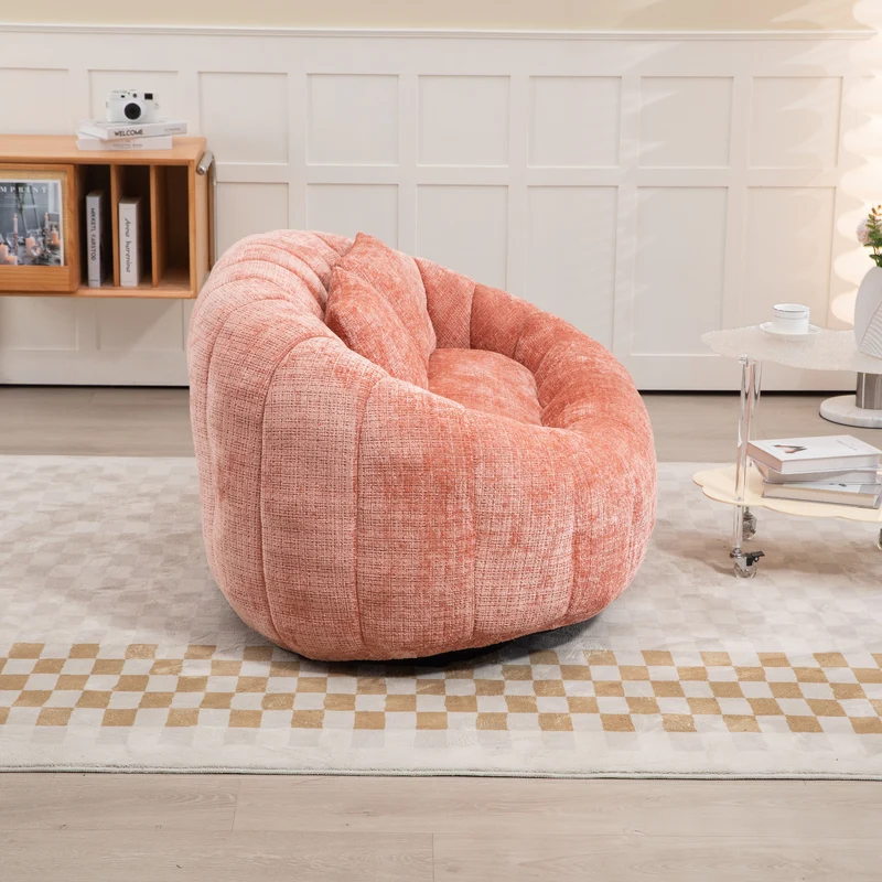 Canapé 2 places en chenille gris, grand fauteuil relax, 2 coussins 150x95x63cm INFINITELIRA
