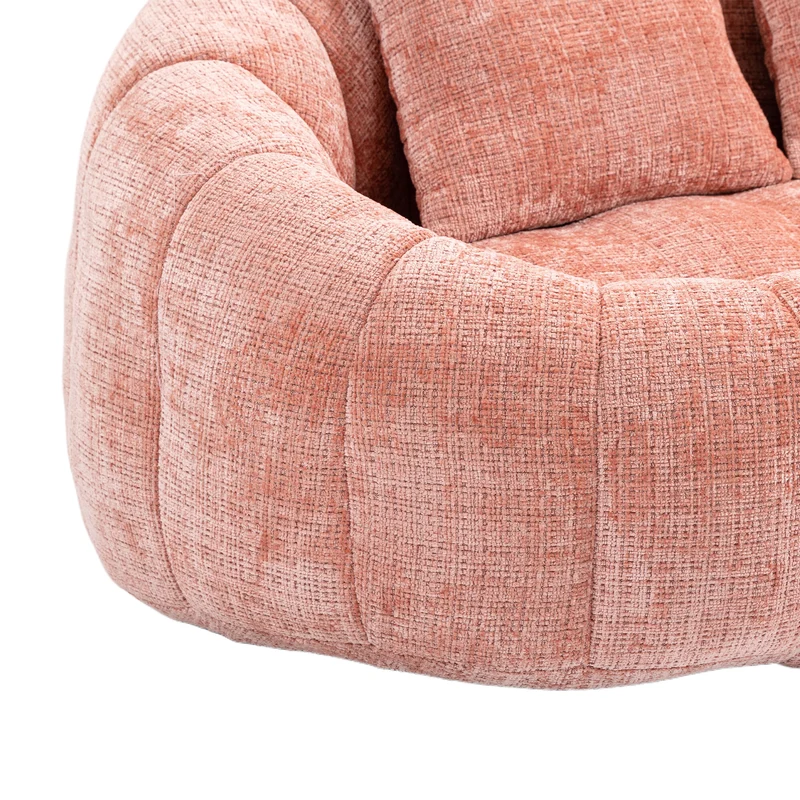 Canapé 2 places en chenille gris, grand fauteuil relax, 2 coussins 150x95x63cm INFINITELIRA