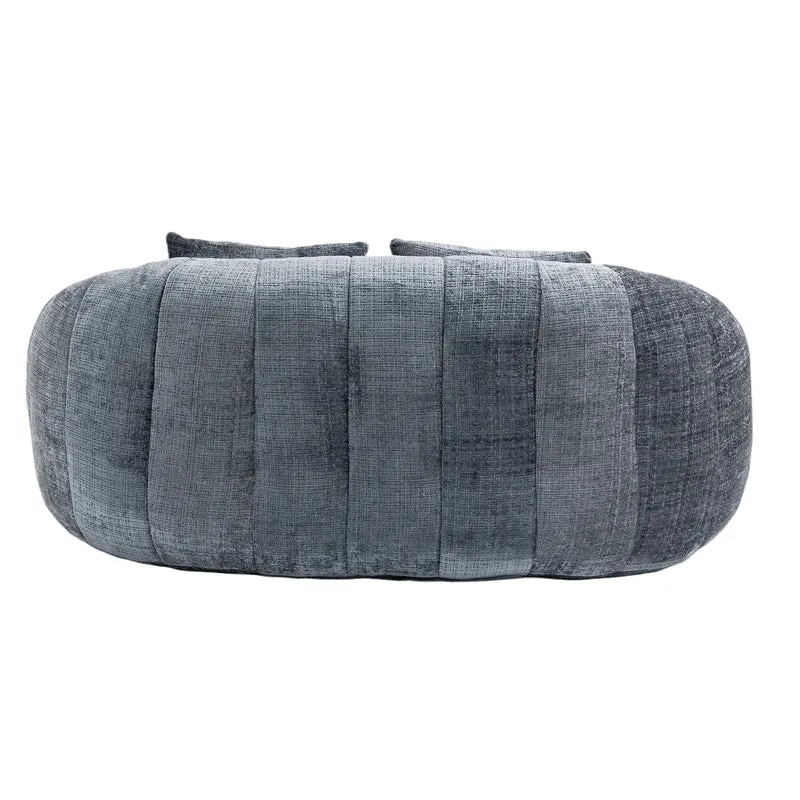 Canapé 2 places en chenille gris, grand fauteuil relax, 2 coussins 150x95x63cm QUASARZYN