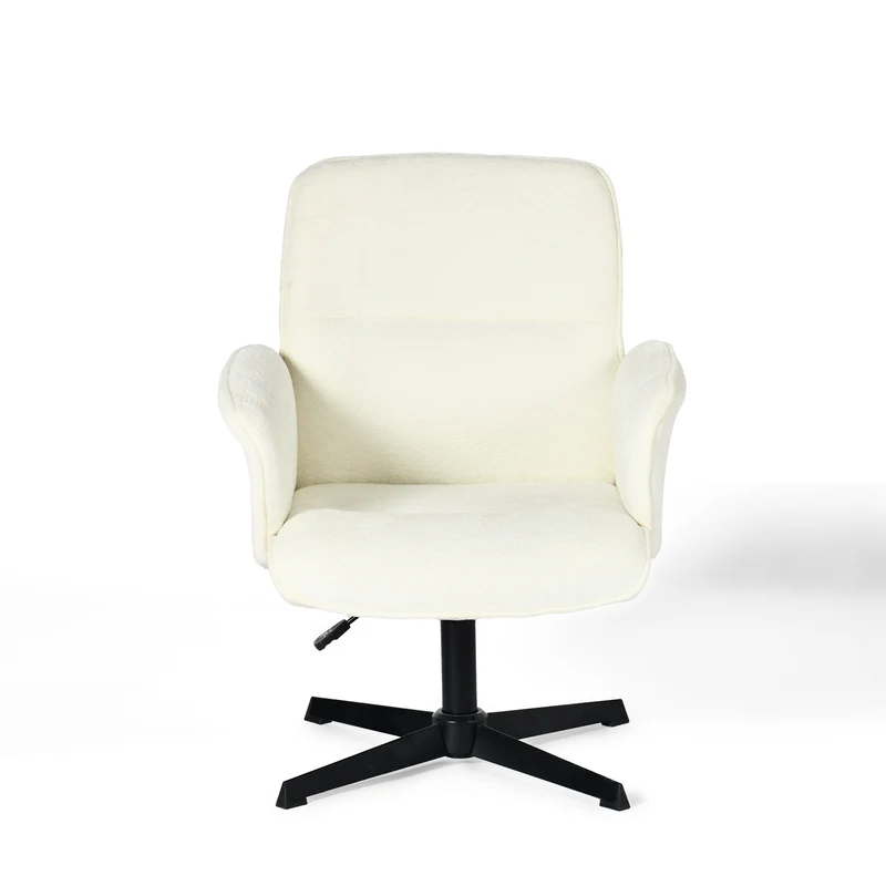 Fauteuil de bureau ergonomique pivotante avec accoudoirs en tissu beige THOMASINA BEIGE RELAX