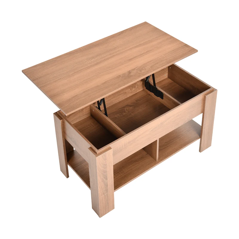Table basse avec plateau relevable effet bois et marron 96*50 ELOT BROWN 96