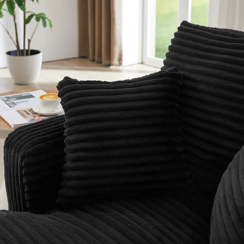 Canapé méridienne lit modulable en velours côtelé noir, sans montage MOMENTUMREX
