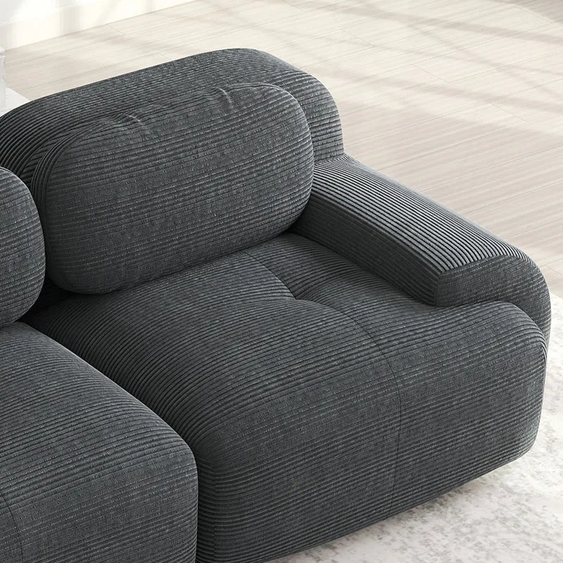 Canapé 2 places loveseat modulable en velours côtelé gris avec accoudoirs courbés, confort premium, sans montage NOVAMEK