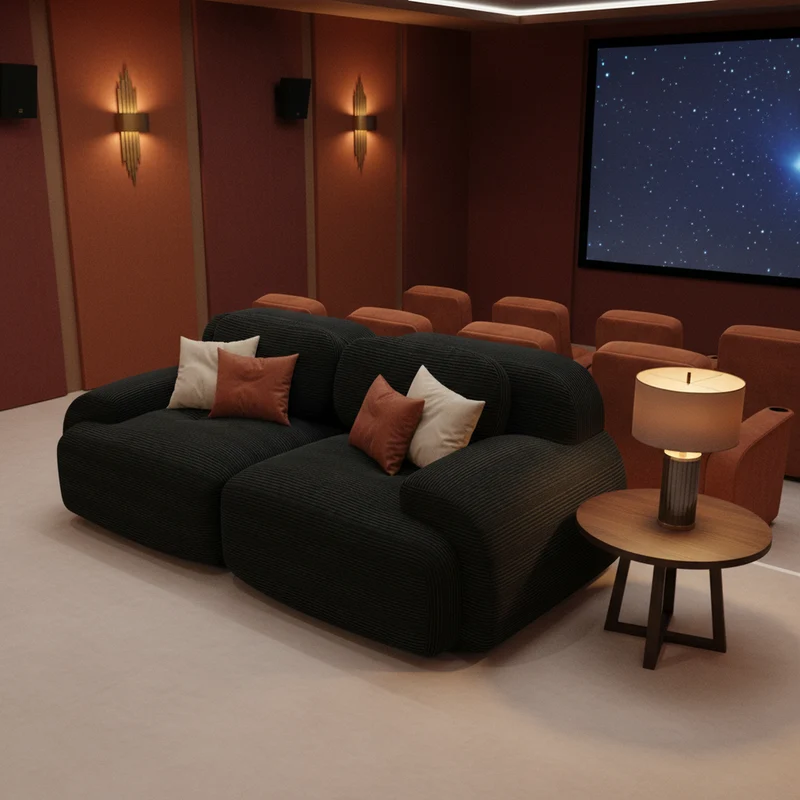 Canapé 2 places loveseat modulable en velours côtelé noir avec accoudoirs courbés, confort premium, sans montage QUASARZORA