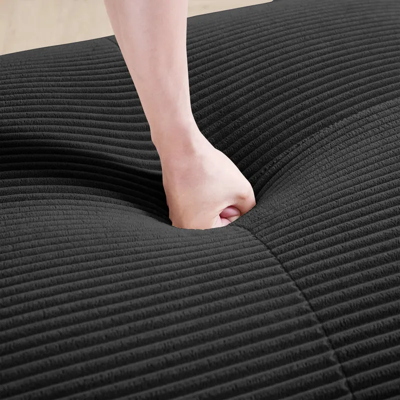 Canapé 2 places loveseat modulable en velours côtelé noir avec accoudoirs courbés, confort premium, sans montage QUASARZORA