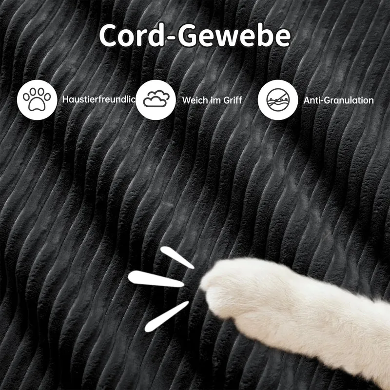 Canapé 2 places loveseat modulable en velours côtelé noir avec accoudoirs courbés, confort premium, sans montage QUASARZORA