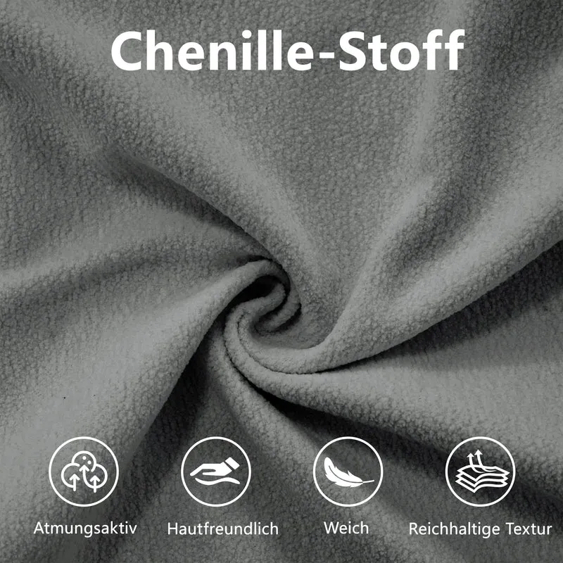Canapé 3 places modulable en chenille gris avec coussins 220 cm NEXUSZYN