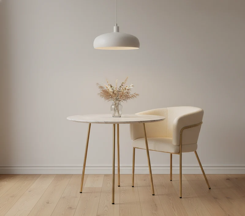 Chaise de salle à manger tissu bouclé beige, avec pieds métalliques dorés PETALVEIN