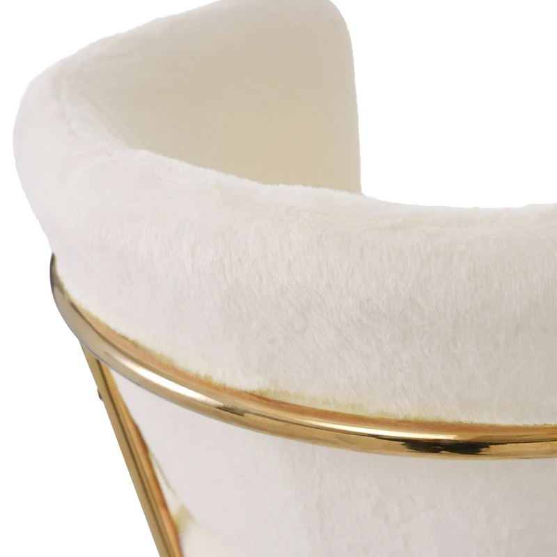 Chaise de salle à manger tissu bouclé beige, avec pieds métalliques dorés PETALVEIN