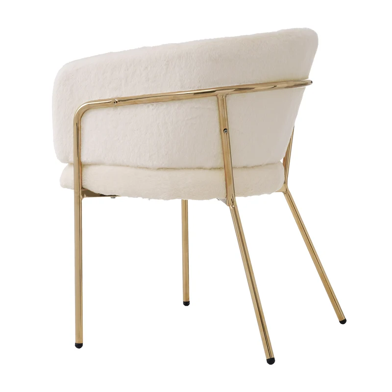 Chaise de salle à manger tissu bouclé beige, avec pieds métalliques dorés PETALVEIN