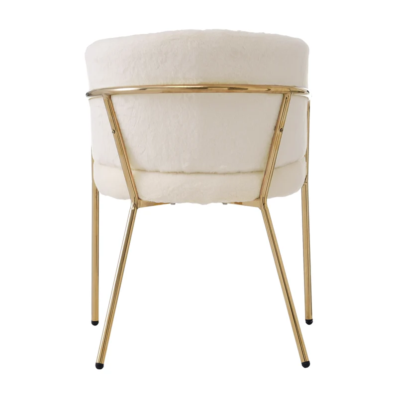Chaise de salle à manger tissu bouclé beige, avec pieds métalliques dorés PETALVEIN