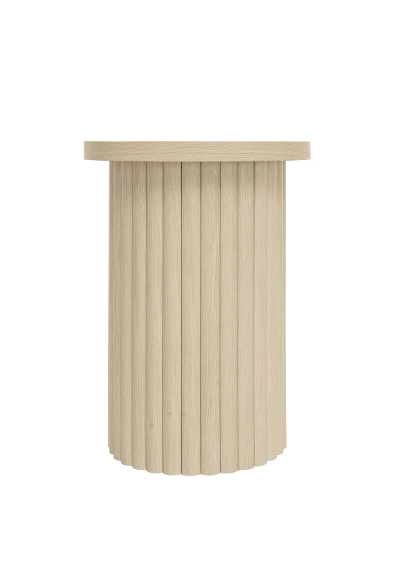 Ensemble de 2 tables basses gigognes rondes effet grain de bois clair FIBROIN