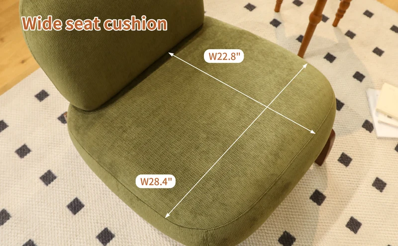 Fauteuil en velours vert olive, pieds en bois massif 86,9x72,1x69,9cm FLAREMEK