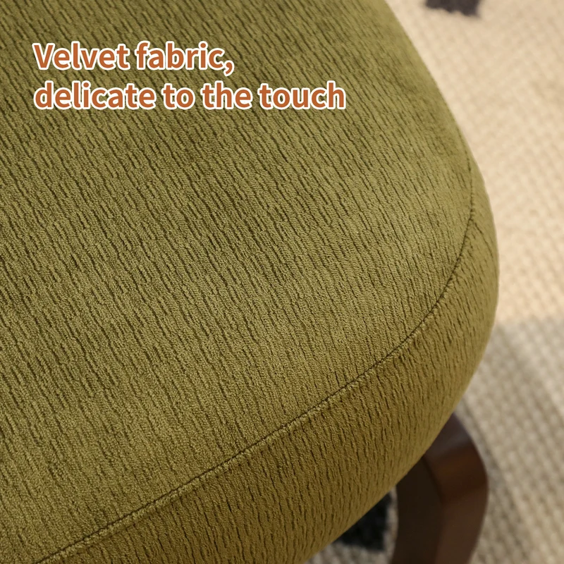 Fauteuil en velours vert olive, pieds en bois massif 86,9x72,1x69,9cm FLAREMEK