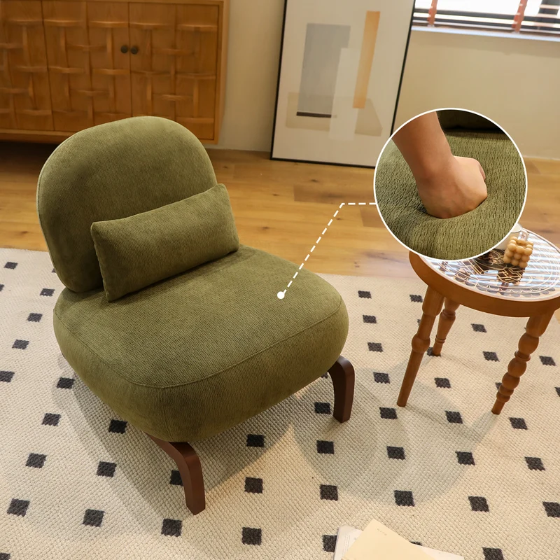 Fauteuil en velours vert olive, pieds en bois massif 86,9x72,1x69,9cm FLAREMEK