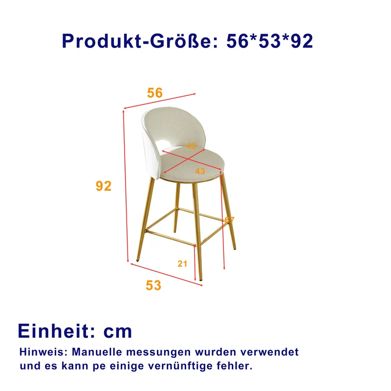 Lot de 2 tabourets de bar chenille beige avec dossier ajouré, pieds dorés FLAREKAEL