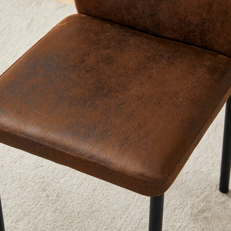 Lot de 4 chaises de salle à manger tissu technique marron, pieds métal noir FLARETHAL