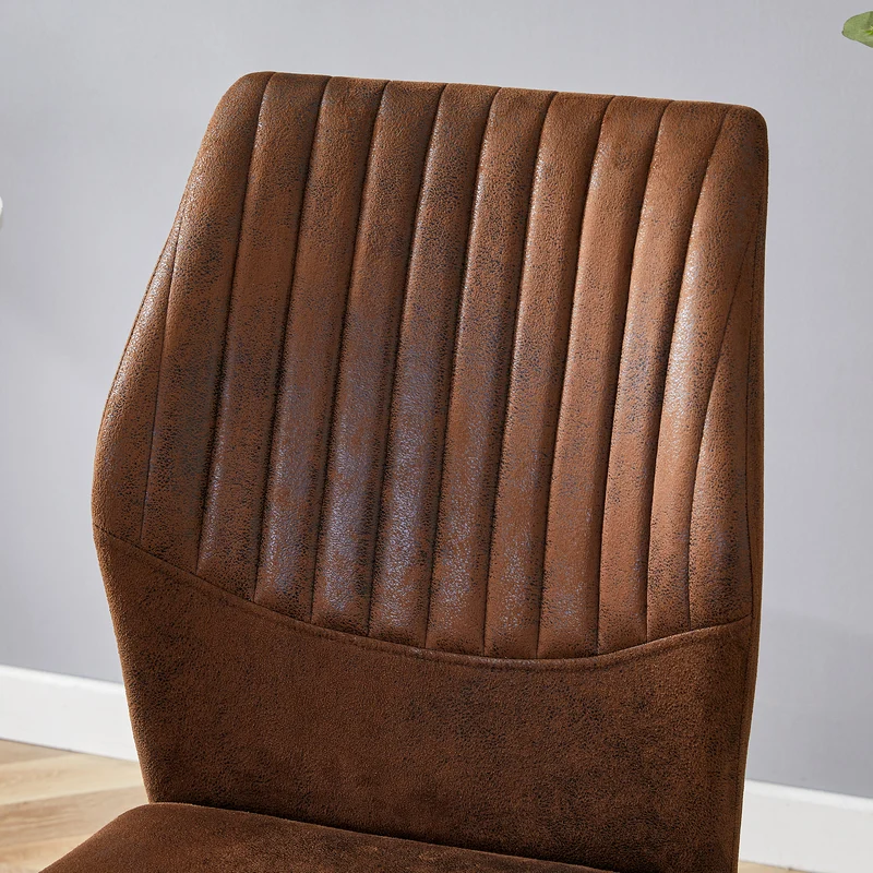 Lot de 4 chaises de salle à manger tissu technique marron, pieds métal noir FLARETHAL