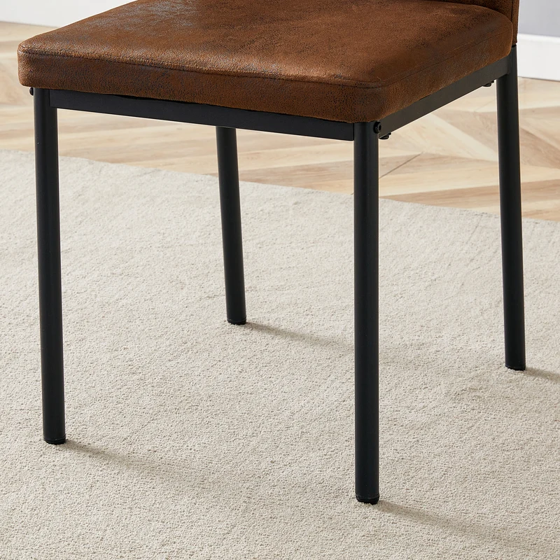 Lot de 4 chaises de salle à manger tissu technique marron, pieds métal noir FLARETHAL