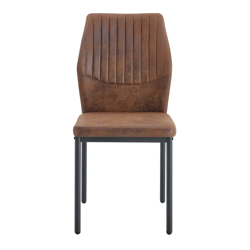 Lot de 4 chaises de salle à manger tissu technique marron, pieds métal noir FLARETHAL