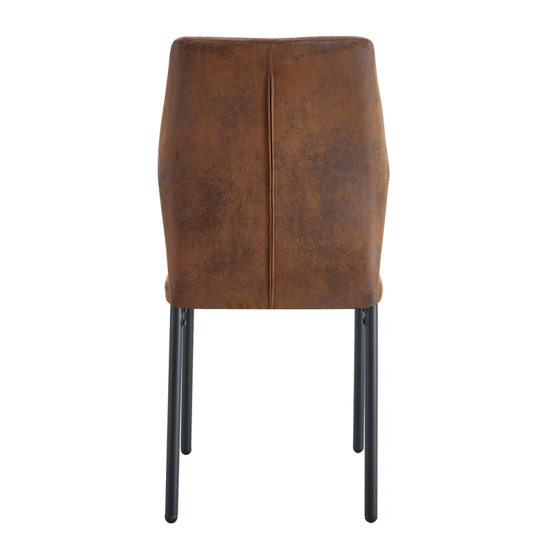 Lot de 4 chaises de salle à manger tissu technique marron, pieds métal noir FLARETHAL