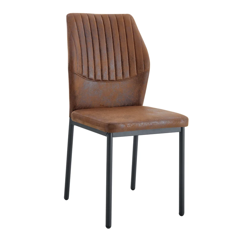 Lot de 4 chaises de salle à manger tissu technique marron, pieds métal noir FLARETHAL