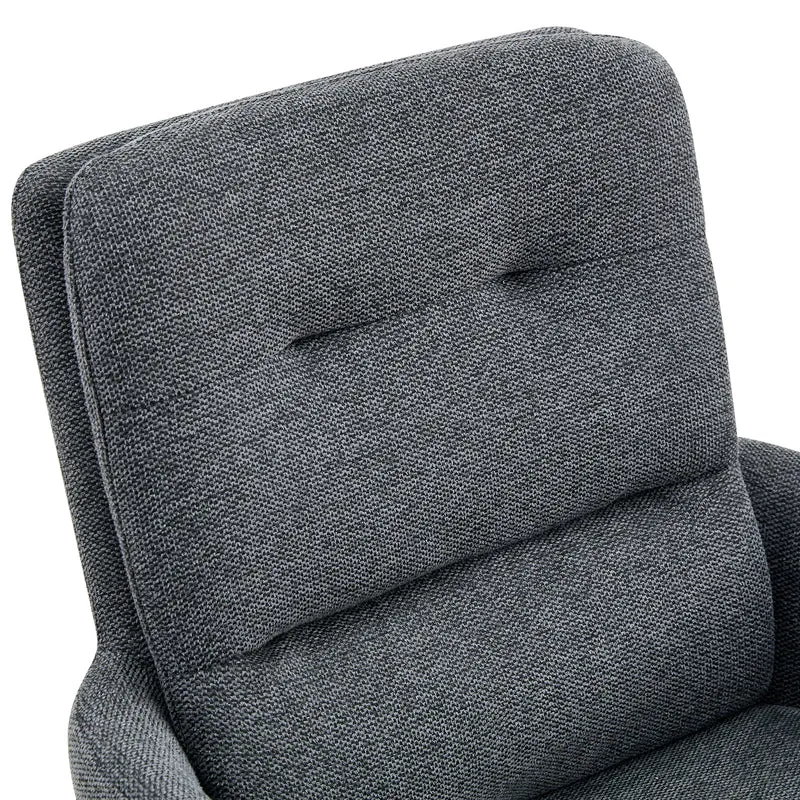 Lot de 2 chaises pivotantes 360° en lin gris foncé et pieds métal noir FLAREVYR