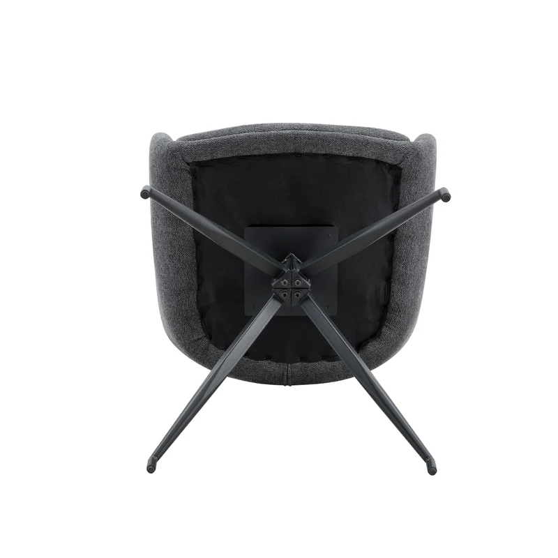 Lot de 2 chaises pivotantes 360° en lin gris foncé et pieds métal noir FLAREVYR