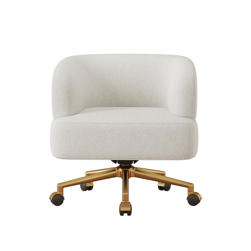 Chaise de bureau pivotante 360° chenille beige contemporain MERIDIANKRON