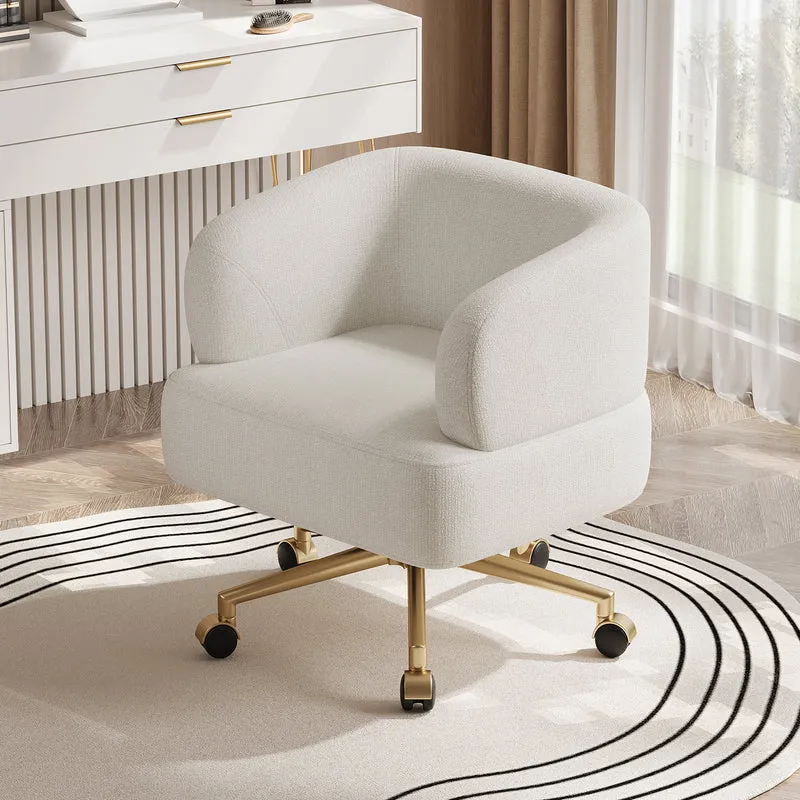 Chaise de bureau pivotante 360° chenille beige contemporain MERIDIANKRON
