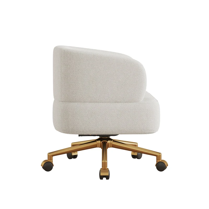Chaise de bureau pivotante 360° chenille beige contemporain MERIDIANKRON
