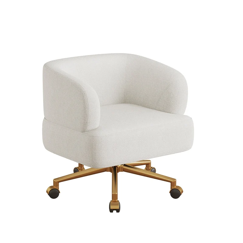 Chaise de bureau pivotante 360° chenille beige contemporain MERIDIANKRON